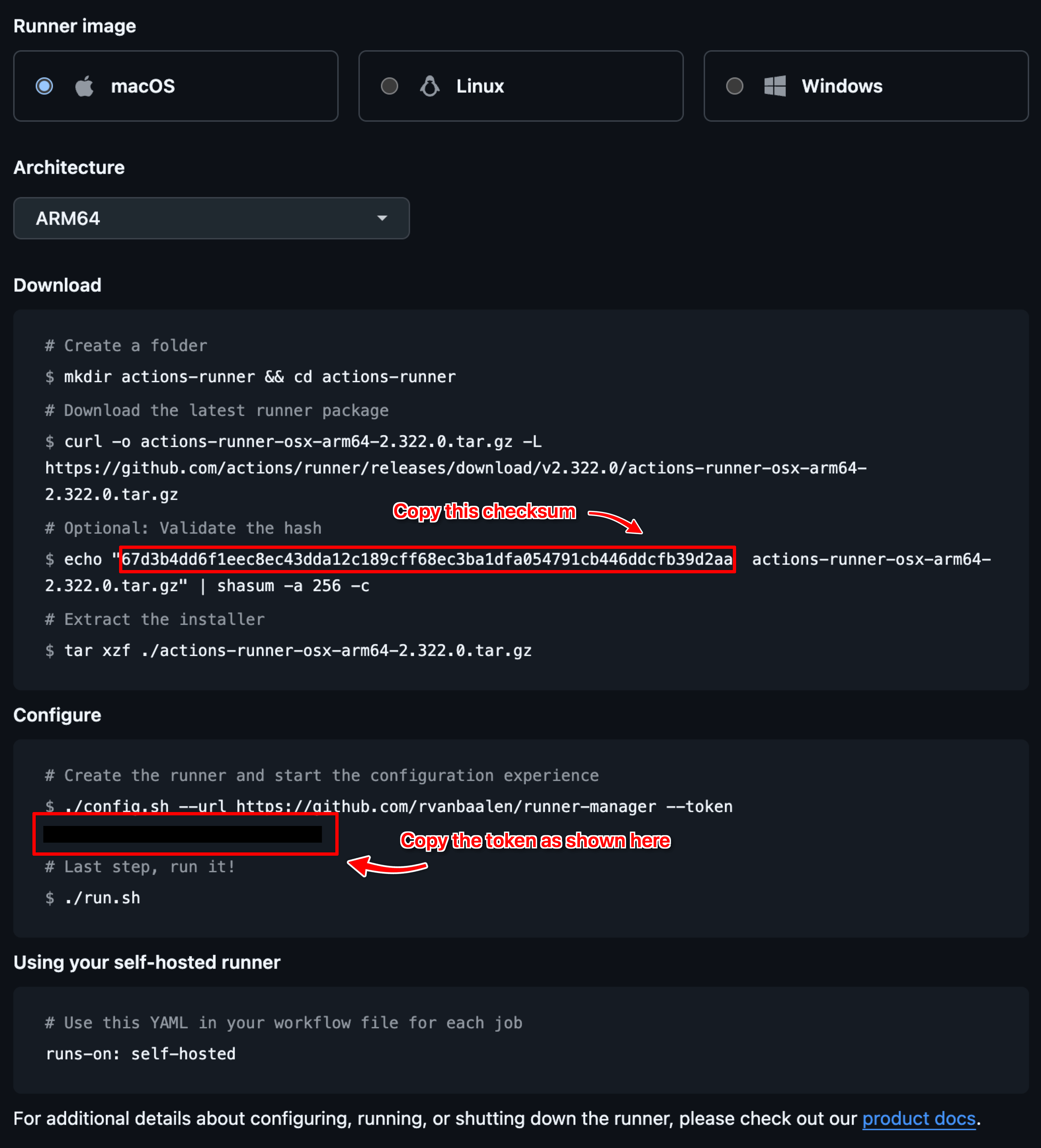 GitHub Runner Settings